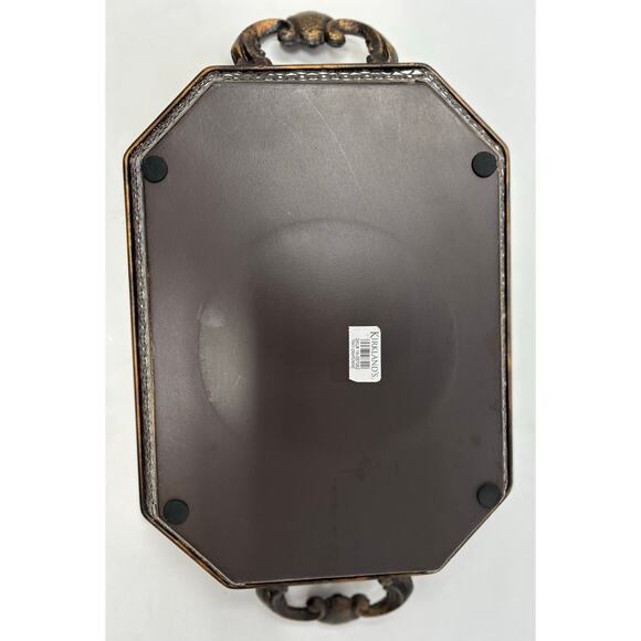 Kirkland Metal Serving Tray Wine Bottle Wine Glass Grapes Decorative Metal Sides - Picture 2 of 6